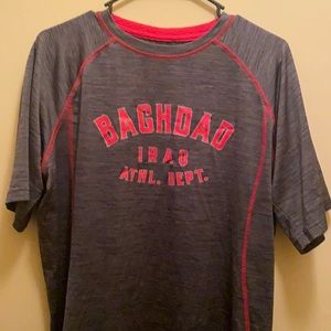Athletic workout shirt from Baghdad, Iraq.